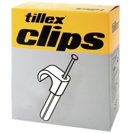 Tillex Pluggclips 8-12mm kabel (spiklängd 35mm) Vit (100/pak